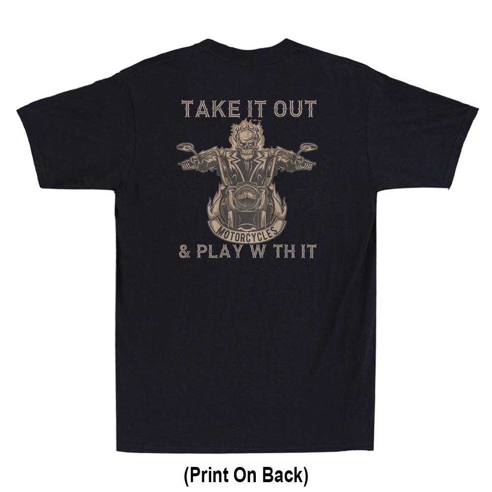 Take It Out And Play With It Funny Biker Skeleton (Print On Back) Men s T-Shirt S