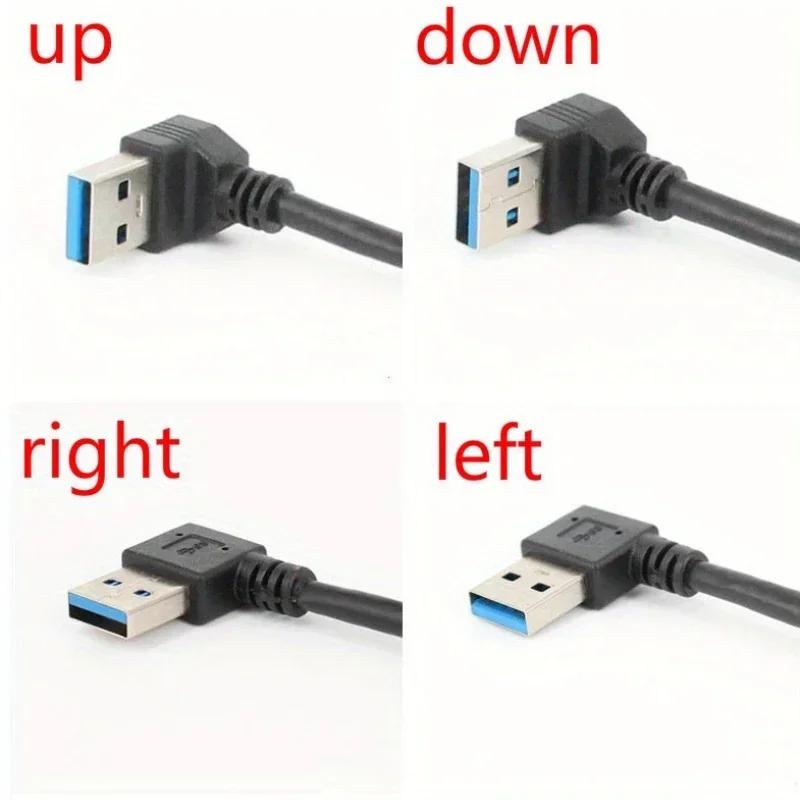 USB 3.0 Right Angle Extension Cable High-Speed Data & Fast Charging 90° Adapter for PC/Laptop/Phone, Multi-Port Tech Accessories