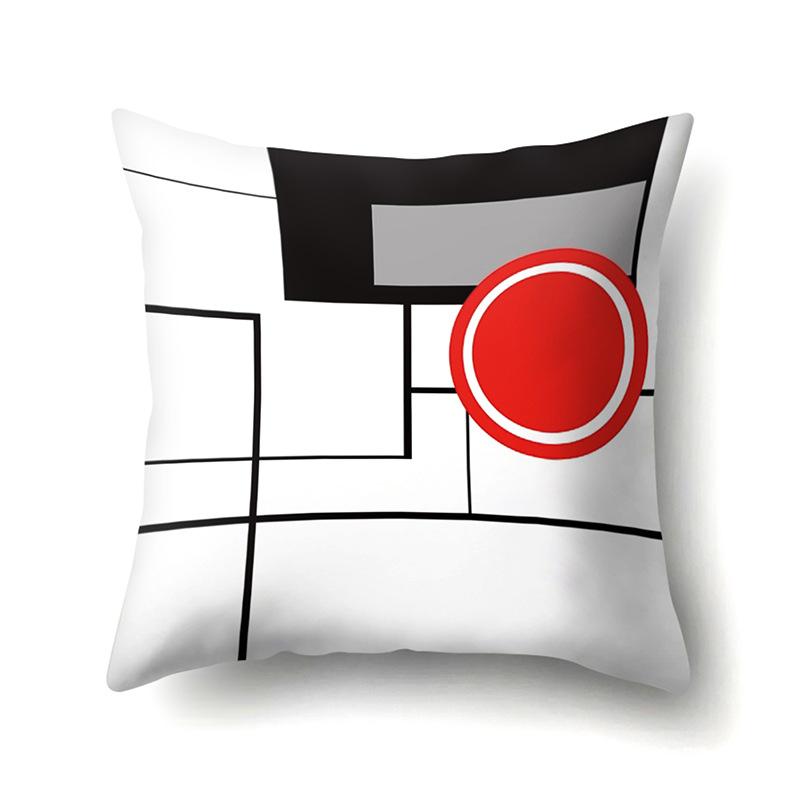 Polyester Pillow Case Car Black and Red Geometric Circle Lines Decorative Home Print Pillow Bedside Cushion Cover