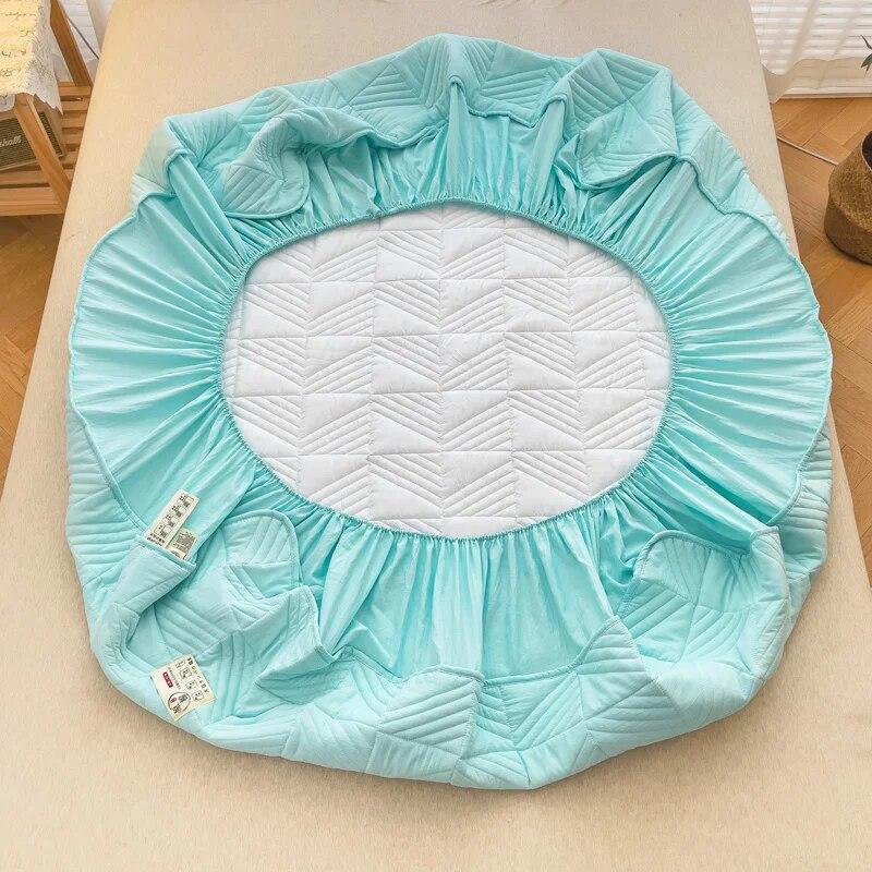 Quilted Waterproof Cotton Mattress Cover Thicken Mattress Protector Fitted Sheet with Elastic Double King Queen Size Bed Cover