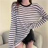 Sun Protection Clothes for Girls New Style Loose Summer Thin Anti-UV Ice Silk Striped Long-sleeved T-shirt Trendy