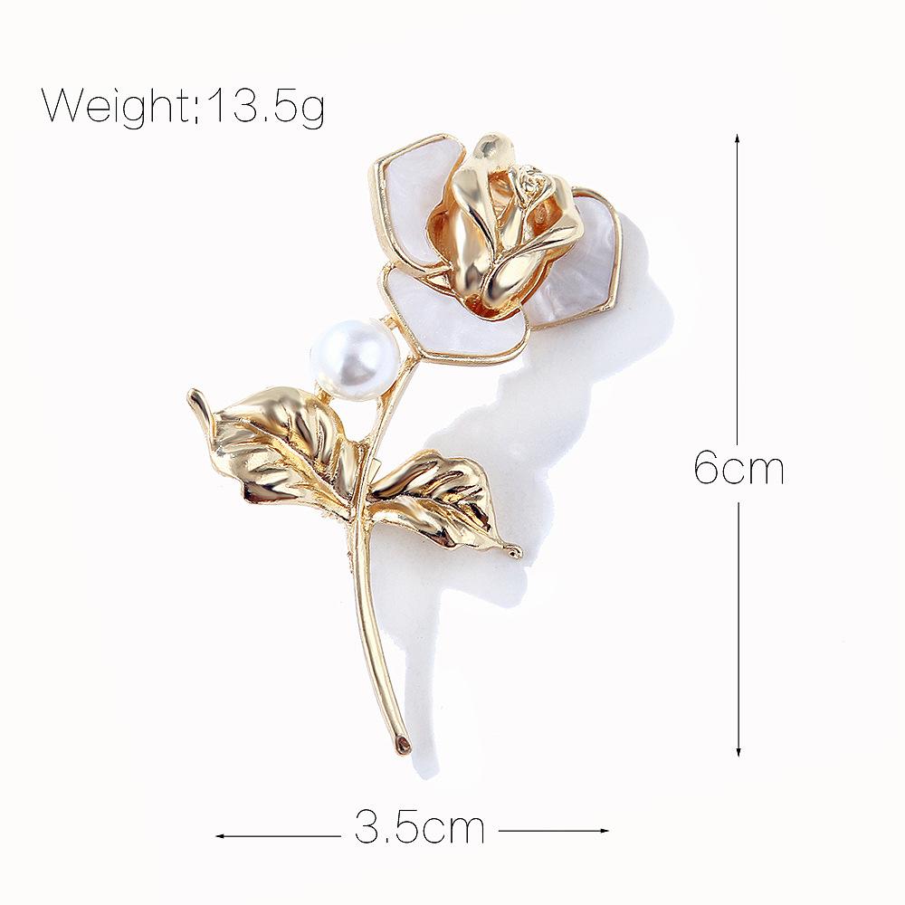 Rose Pearl Plate Brooch Female Temperament Pin 100% Match Coat & Suit Corsage Long-lasting Color Exquisite Cute BFF Gift