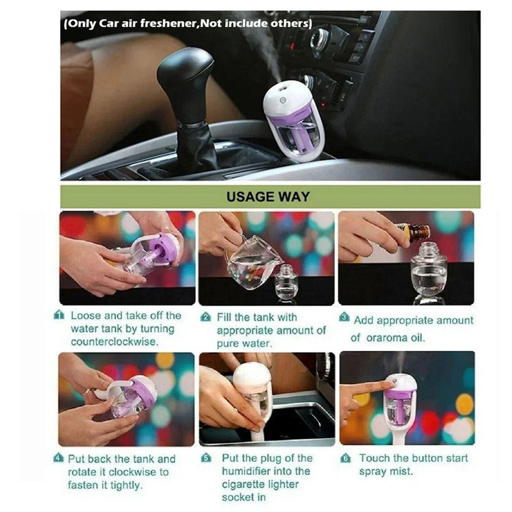 Portable Steam Air Purifier Refillable Car Air Freshener Auto Mist Maker  Vehicle Mounted