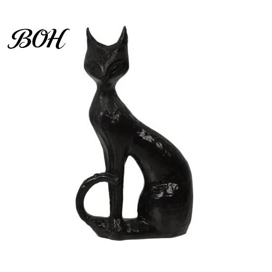 Office Desk Decoration Cute Witch Cat Resin Figurine, Halloween Garden Statue, Spooky Home Indoor Outdoor Yard Decor Ornaments for Patio Balcony