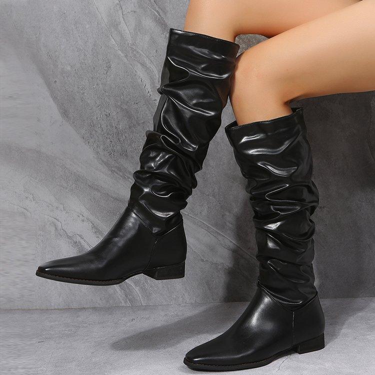 

Fashion boots women s autumn and winter new high tube fashion sleeve low heel women s boots tide 35 чорний