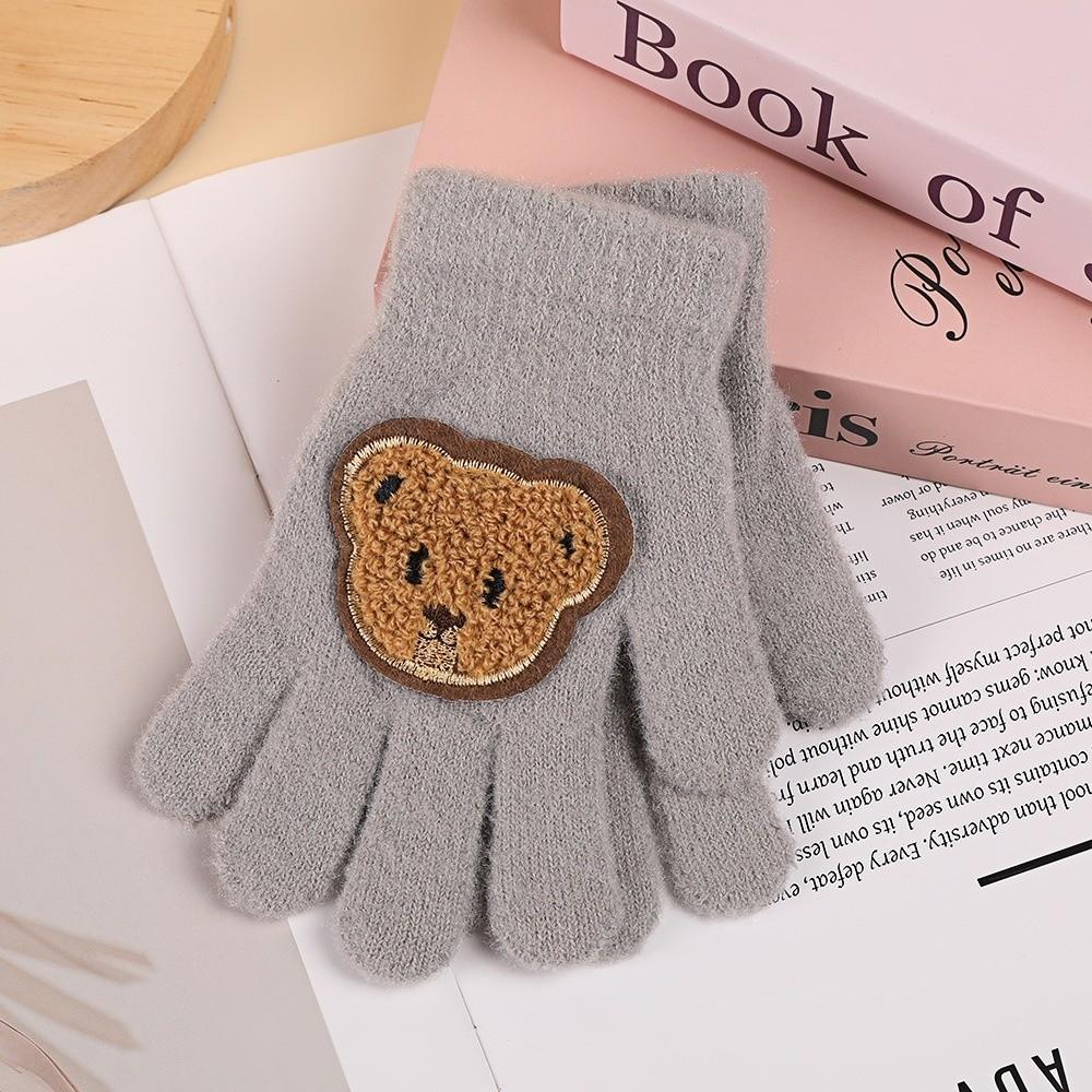 Windproof Warm Mittens Cute Cartoon Bear Full Finger Gloves New Children Gloves Children