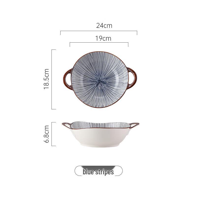 Dirian Nordic Ceramic 9-Inch Double-Handle Irregular Bowl 2-Pack