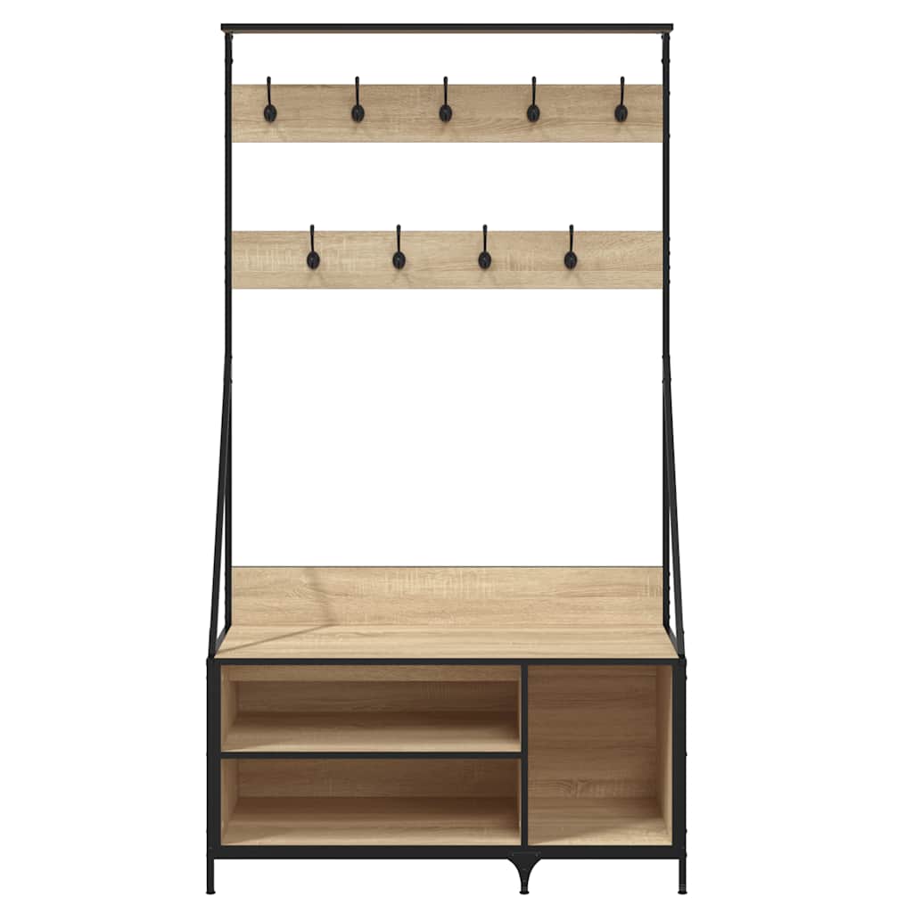 Clothing Rack with Shoe Shelf Sonoma Oak Finish 100 X 41 X 184 Cm
