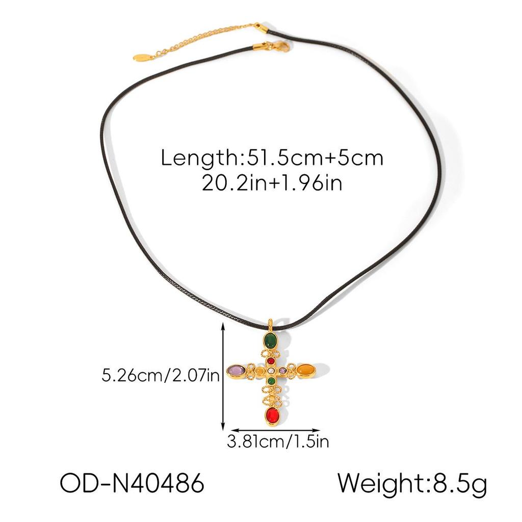 Heiß verkaufende französische Edelstahl-Kreuzkette mit Zirkon- und Perlenanhänger