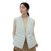 Womens V-Neck Slim Fit Duck Down Vest With Double Button Lightweight Warm Outerwear Winter
