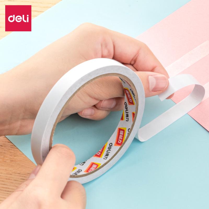 Deli 30402 White Double-Sided High Viscosity Tape for Student and Office DIY Projects