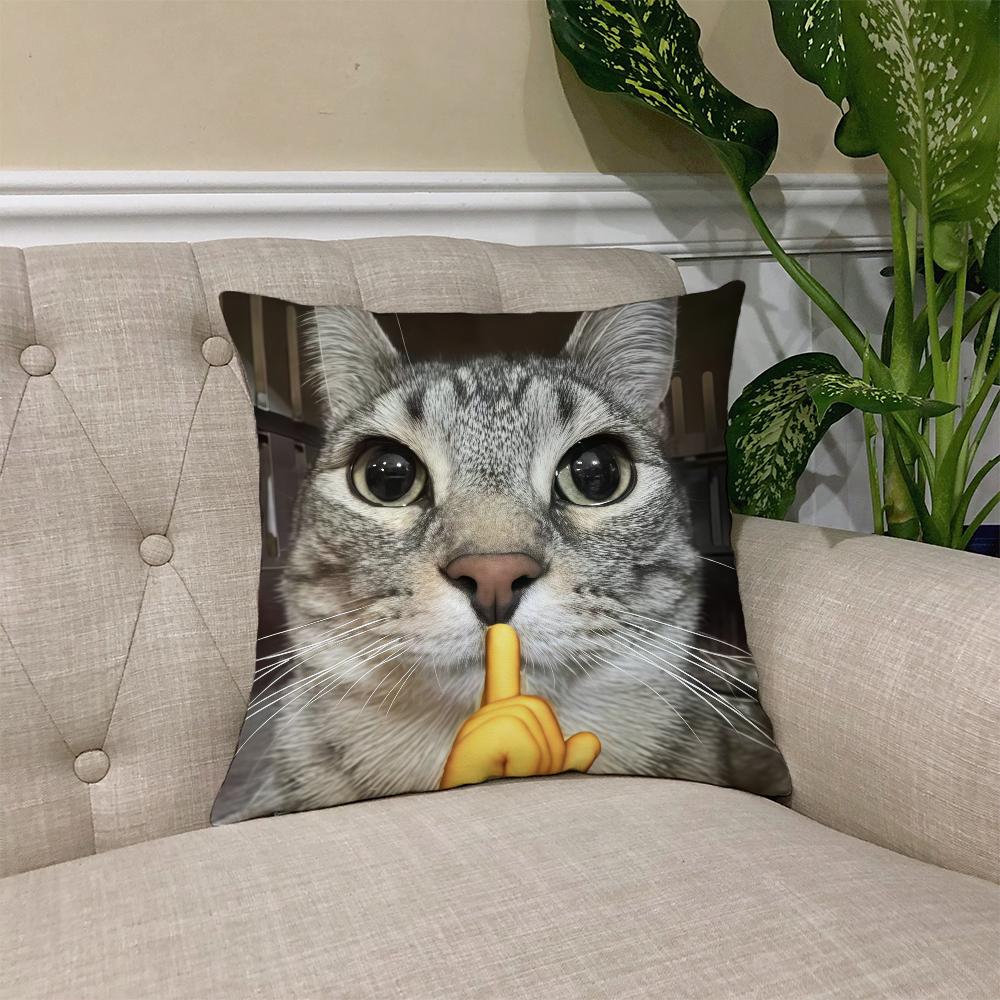 cushion Funny cover Square Sofa Cushion Meme Cover Casual Cat Skin-Friendly Comfortable Pillow Cover