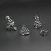 Retro 4 Pcs Hollow Flower Set Rings For Women Vintage Open Ring Punk Gothic Rock Hiphop Accessories Designer  Lovers Gift