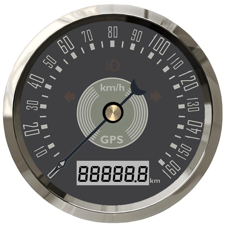 ELING 85mm GPS Speedometer 0-160km/h 0-220MPH Total Mileage Adjustable with Red Yellow Backlight for Car Yacht Universal 9-32V