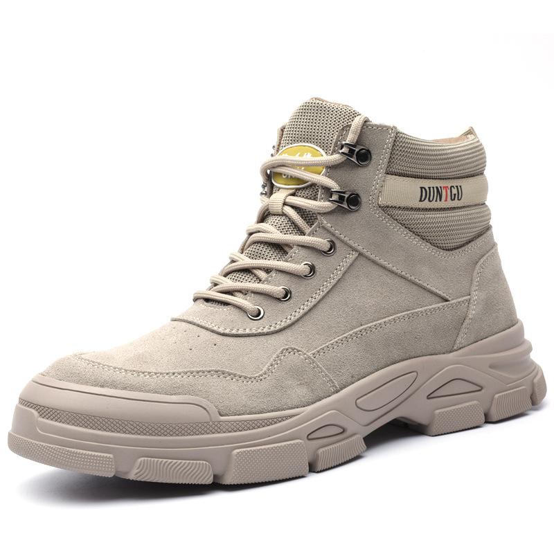 

Новая защитная обувь с высокой лодыжкой, мужская стальная обувь для сварщиков из воловьей кожи, устойчивая к разбиванию и проникновению, износостойкая рабочая обувь на стройплощадке 46 бежевый