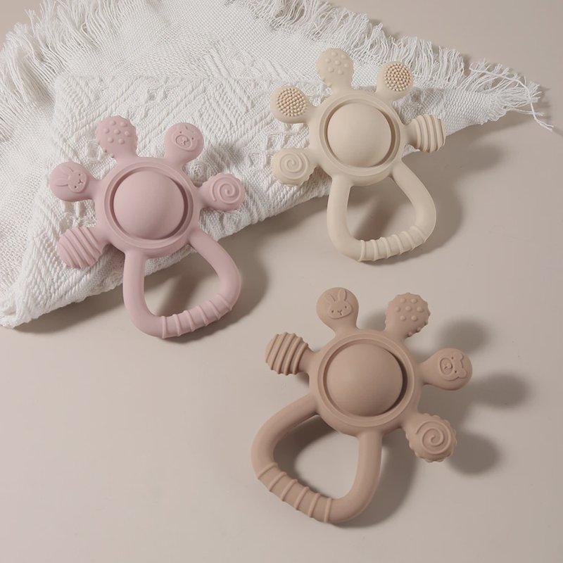 New Teething Silicone Palm Rattle Teether Bunny - Safe Baby Chew Toys For Soothing Sore Gums