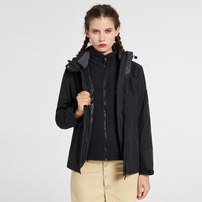 

Женская флисовая куртка 3-в-1, ветрозащитная и водонепроницаемая, для осенне-зимних путешествий и катания на лыжах 3XL чёрный