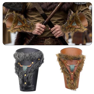 Středověký náramek pro muže Cosplay chlupatý chránič paže rukavice nápažník pro muže Cosplay PU chránič paže pro focení a jeviště