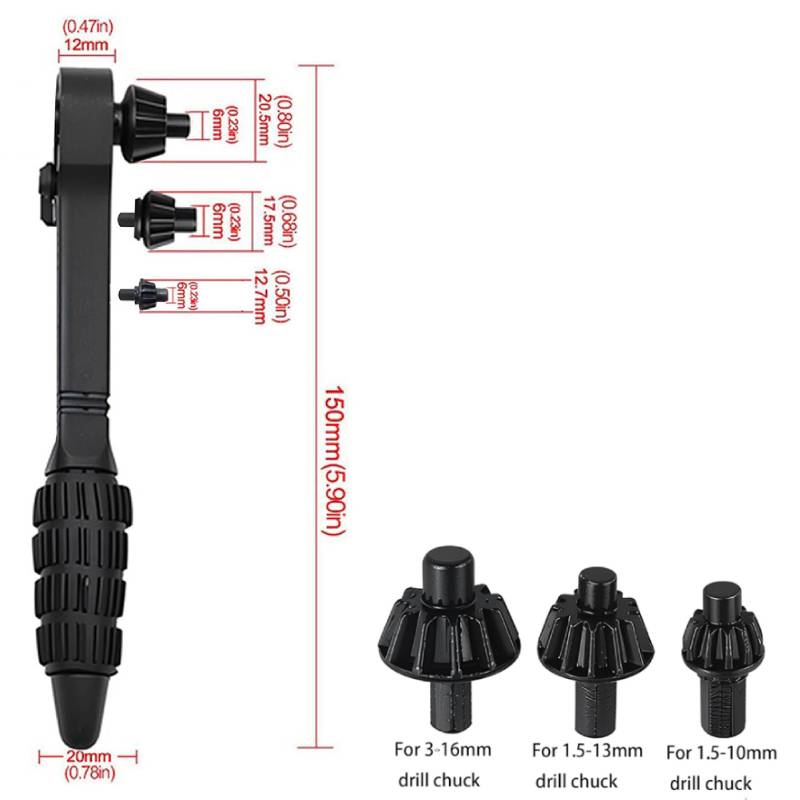 

Ключ-трещотка 3-в-1 для патрона дрели Универсальный ключ для патрона Сменный инструмент Быстрая разборка редуктора 3-кулачковый ключ для электродрели