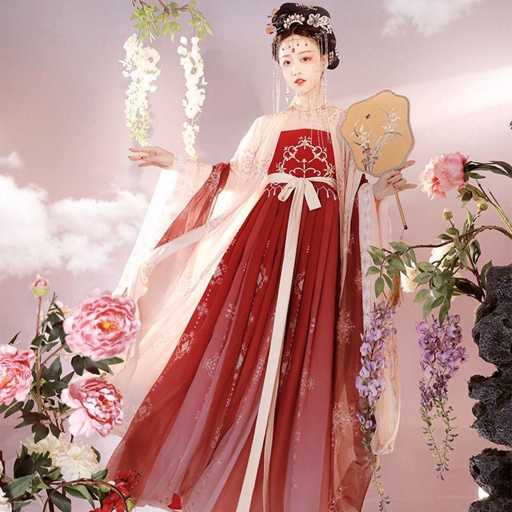 Vintage Folk Dance Women Chinese Cloth Cosplay Robe Dress Hanfu Outfit Ancient Stage Costumes