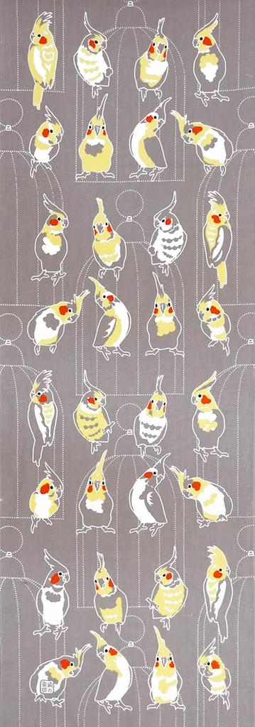 Dyeing Anbo Hand Towel Ground Authentic Made In 35cm X 100cm "Okame Parakeet" Dyed, Dyed, 100% Cotton, Tokuoka, Japan,