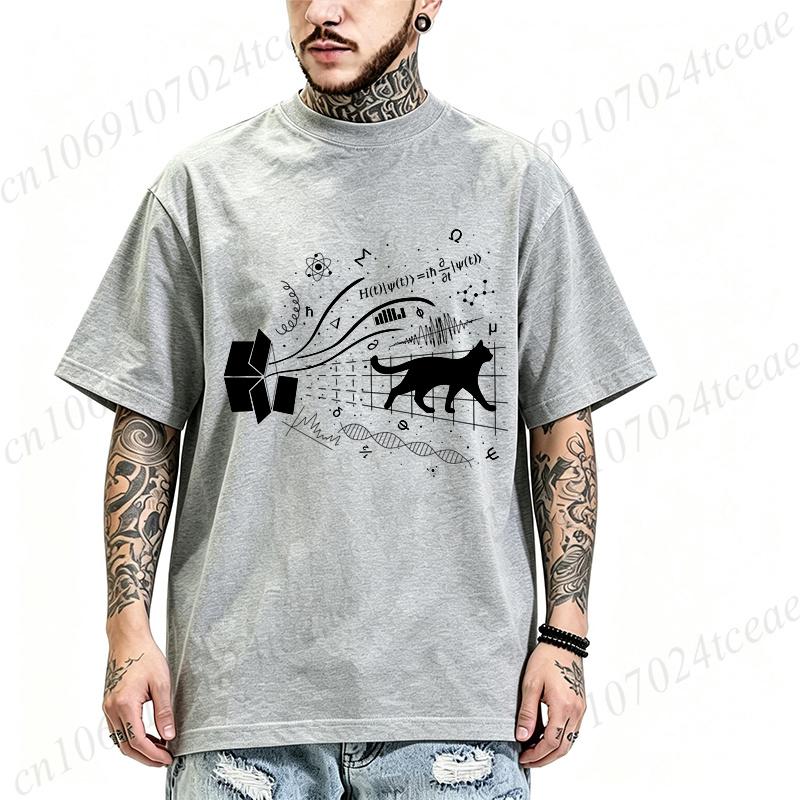 Quantum Physics Art For Science Lovers Graphic T Shirt Unisex Oversized Loose Short Sleeve Tees Cat Physics Science Geek Tshirts