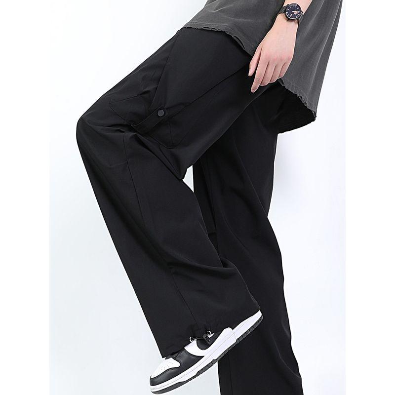 Black Cargo Pants Men Autumn Fashion Brand Wide Leg Casual Trousers Autumn Boys Straight-leg Loose Pants Men