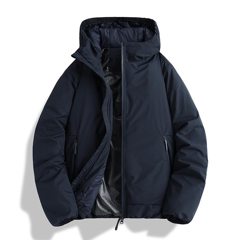 Men's Winter Solid Color Hooded Puffer Jacket - American Trendy Brand: New Arrival, Warm, Thick, Loose Fit