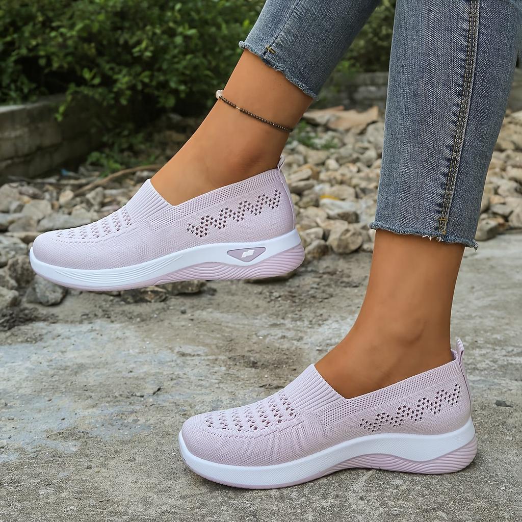 Women's Breathable Slip-On Flat Shoes with Soft Sole - All-Season Lightweight Sneakers Suitable for Walking, Daily Commute, Comfortable Casual Shoes