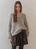 MAXZA Sequin Mix Hairy Loose Fit V-Neck Knit