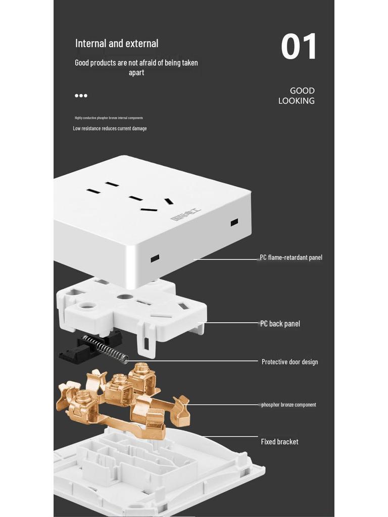 Surface Mount Wiring Box with Single Gang Light Control Switch Panel