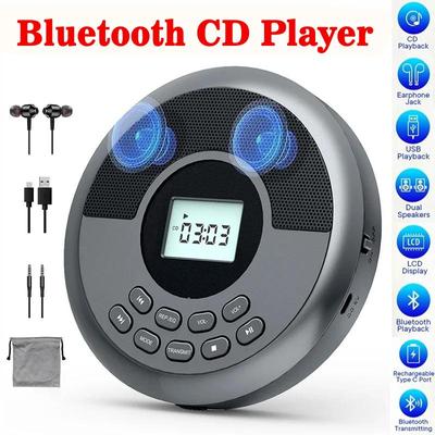 Lettore CD Portatile con Bluetooth Ricaricabile Discman con Altoparlanti Walkman Lettore CD con USB Trasmissione Bluetooth