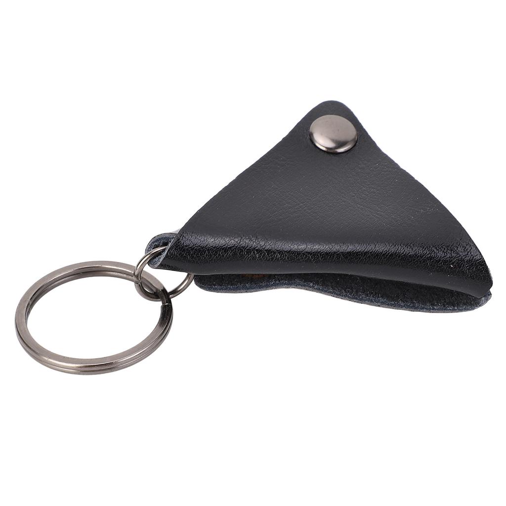 Guitar Pick Bag Faux Leather Waterproof Easy To Clean Portable Keychain Design Guitar Pick Holder Case Black