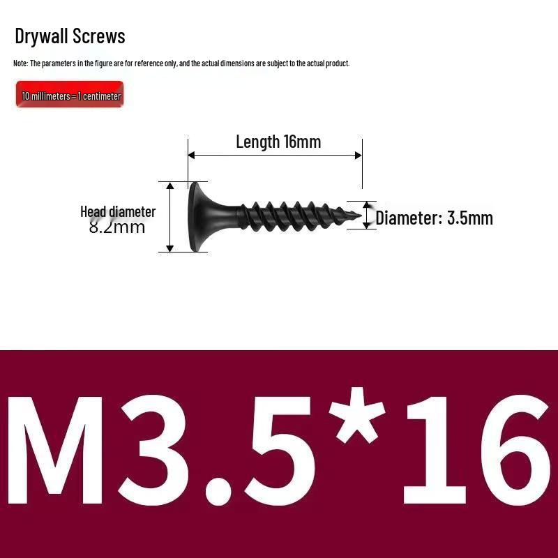 High-Strength Black Phosphated Drywall Screws with Fine Thread for Ceiling & Woodworking