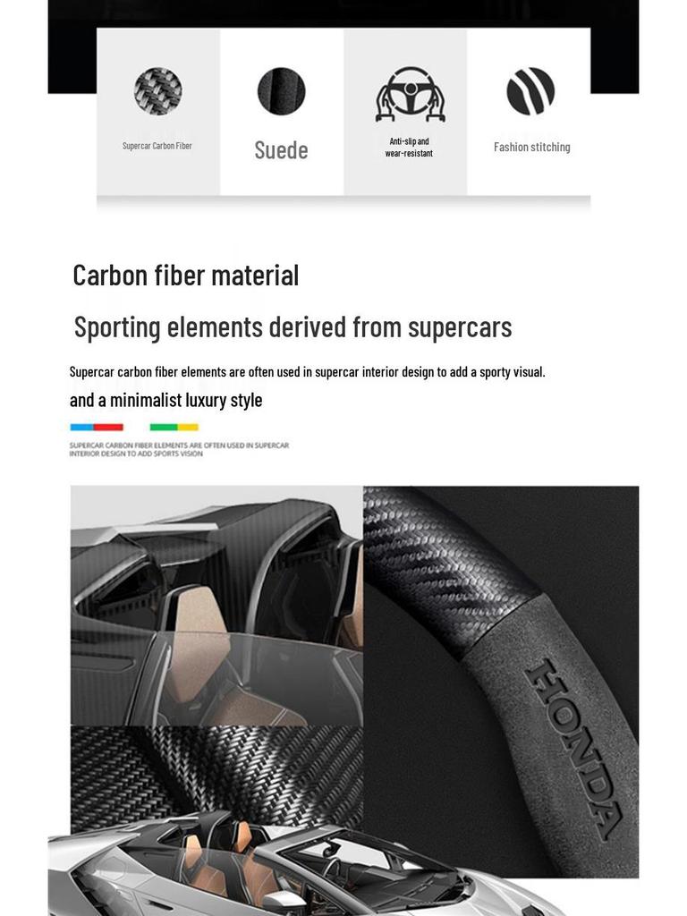 Honda Integra Steering Wheel Cover (22-24 Models) - Ultra-Thin Suede & Carbon Fiber for Men & Women
