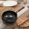 24CM Chinese Wok Wooden Handle Non-Stick Pan with Lid Iron Wok for Home Camping Restaurant Hotel Kitchen