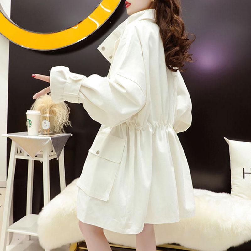 Damen-Boutique-Mantel, einfarbig, enge Taille, lässig, lockerer Windjacke, weicher und bequemer Parka, mittelgroß