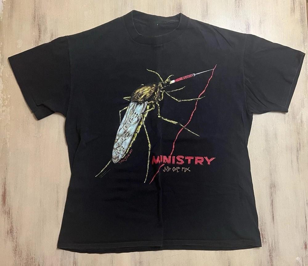 Ministry Just One Fix Tour 1992 T-Shirt Industrial Rock Reprint S-4XL Unisex T-Shirt XL