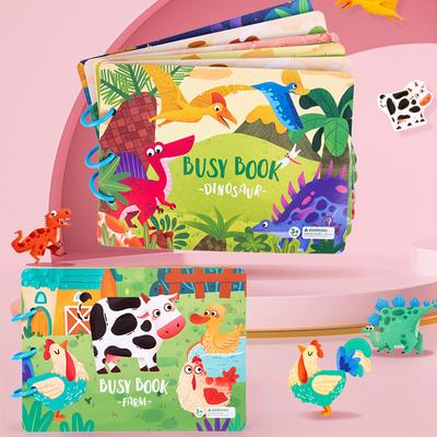 Zaneprázdněná kniha Batolata Match Game Nálepka Aktivita Učení Montessori Vzdělávání Hračky pro miminka Kreslené zvíře Dinosaurus Dětský dárek