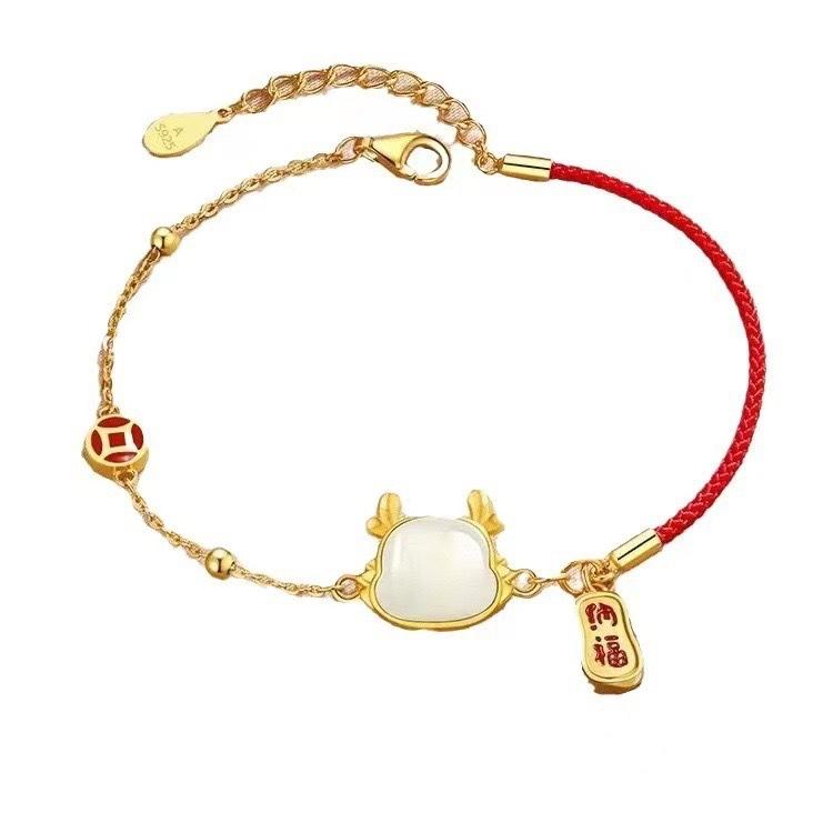 Lucky Nafu Ping An Buckle Red Rope Bracelet Women's Light Luxury Exquisite Jewelry New Chinese Style Jewelry
