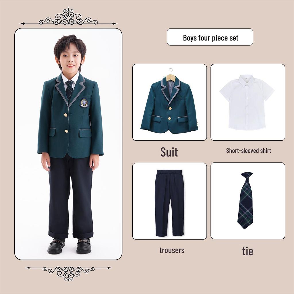 British Style Spring/Autumn Three-Piece Kindergarten & Primary School Uniform Set