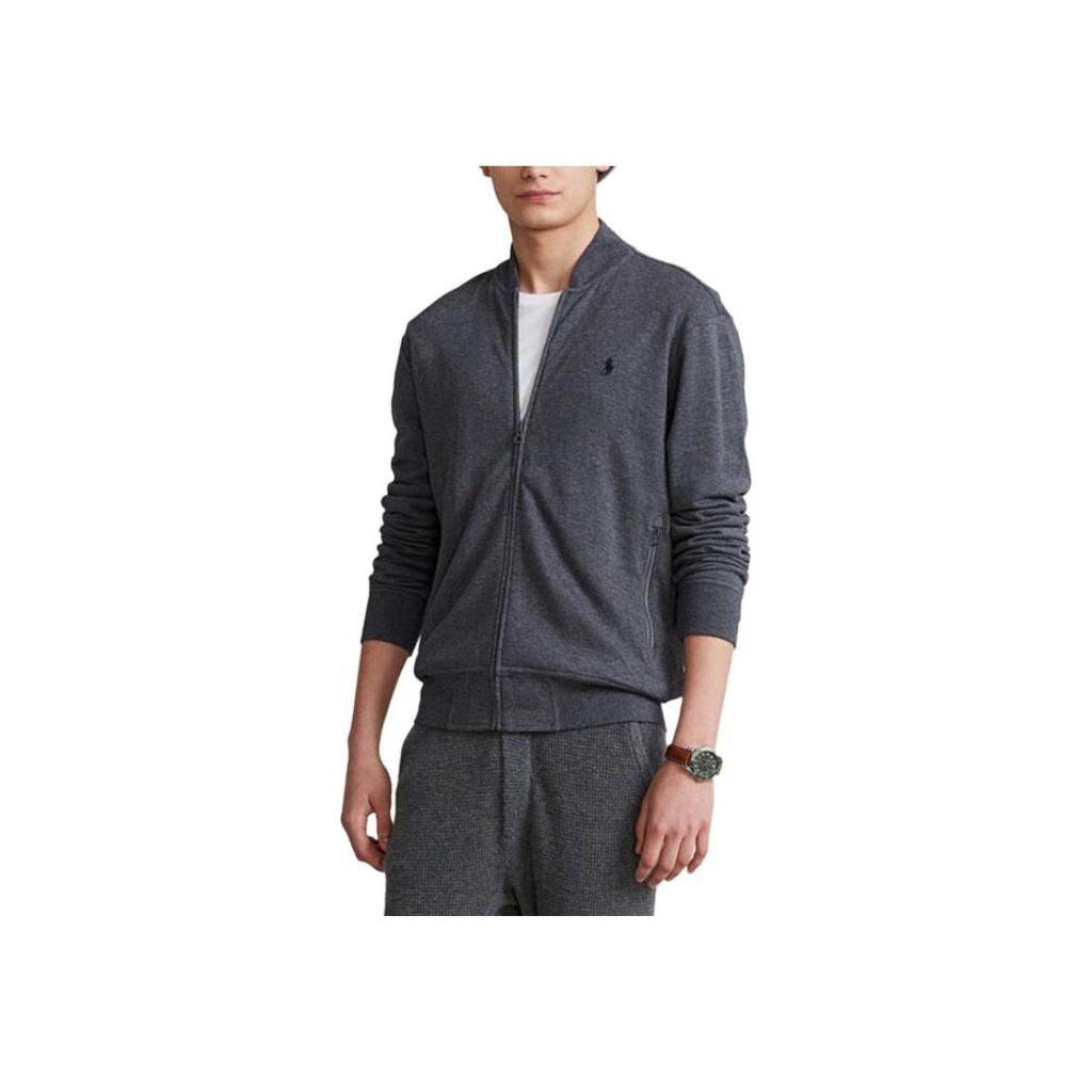 Polo Ralph Lauren Logo Embroidered Baseball Collar Zip Long Sleeve Jacket Men Jacket Charcoal-Gray 710842844-008