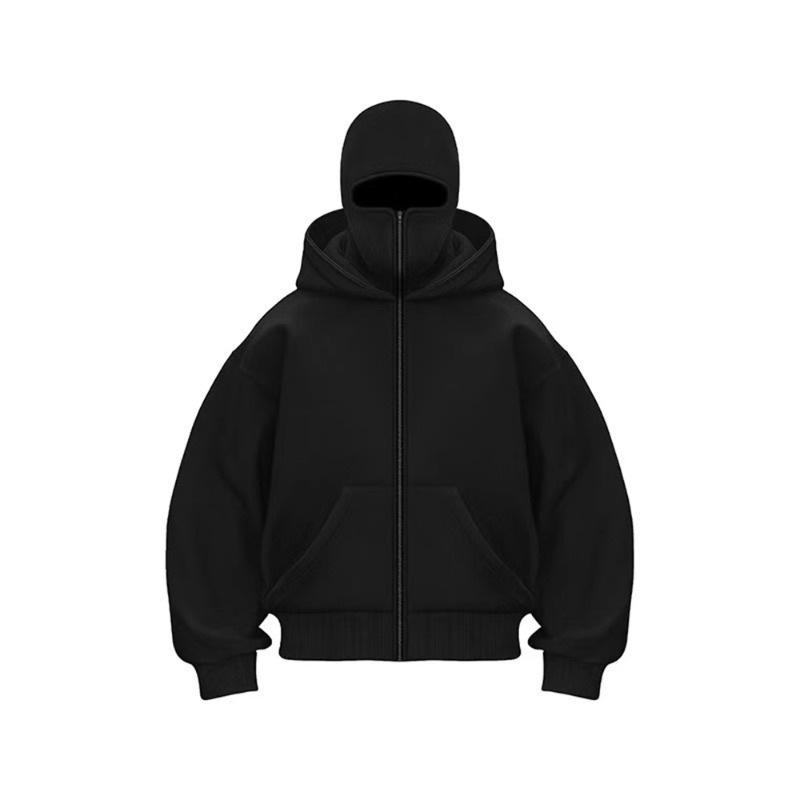 Unisex Sweatshirt med Dubbel Huvuva och Maskerad Dragkedja - Höst Lätt Bräda Edition