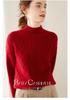Women's Cashmere Cable Knit Sweater - Half-High Collar, Thick, Loose Fit, Solid Color, Perfect for Autumn/Winter