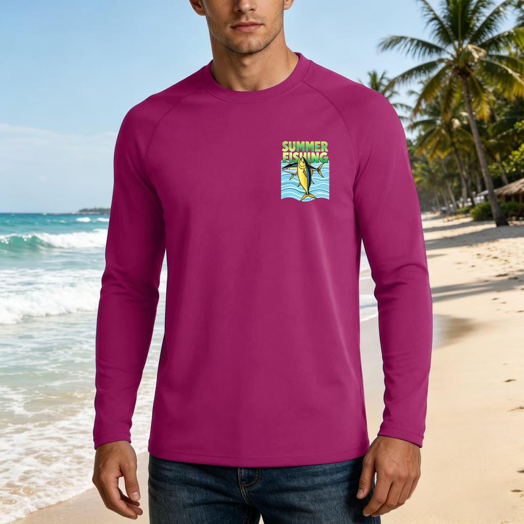 Herren 50+ Langarm Hawaii-T-Shirt mit Stoff, Atmungsaktiv, Lockerer Schnitt, für Sommerliche Outdoor-Freizeitaktivitäten