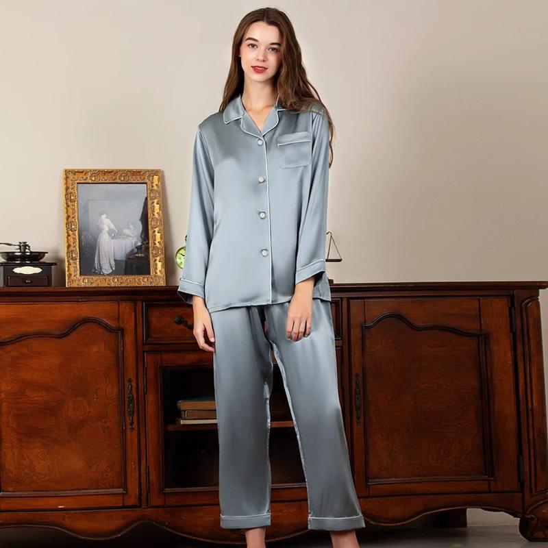 High-End Simple Casual Pajamas Women'S Spring And Summer Long-Sleeved Loungewear Two-Piece Set