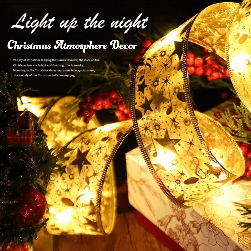 5/10M Xmas LED Light Strip Lace Bows Christmas Decoration Light  Window Display