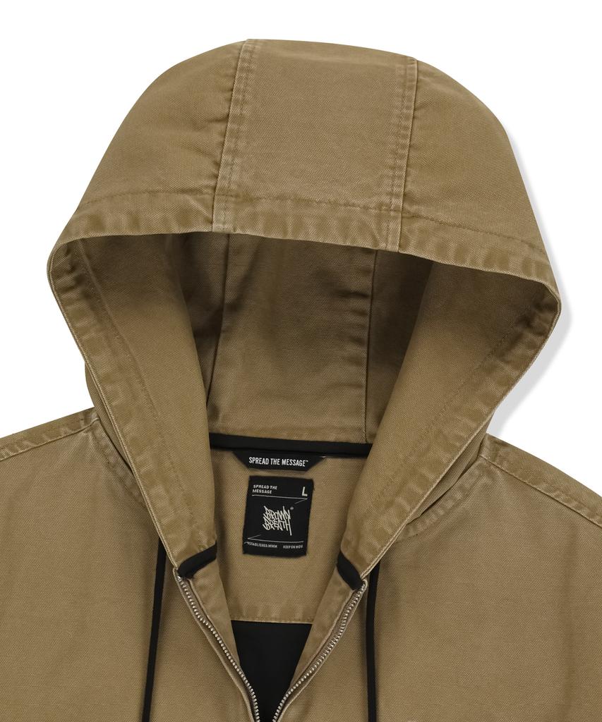 Brownbreath Oxford Hood Zip Up - Beige