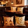 Golden Moon EID Mubarak Pillowcase Decor Oil Lamp Printed Sofa Cushion Cover 45cm Pillow Cover Islamic Party Supplies