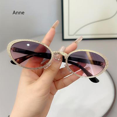 Nuovo Stile Occhiali da Sole Ovali da Donna Con Diamanti, Occhiali da Sole Fashion Retro Imitazione, Protezione Solare High-end gafas de sol